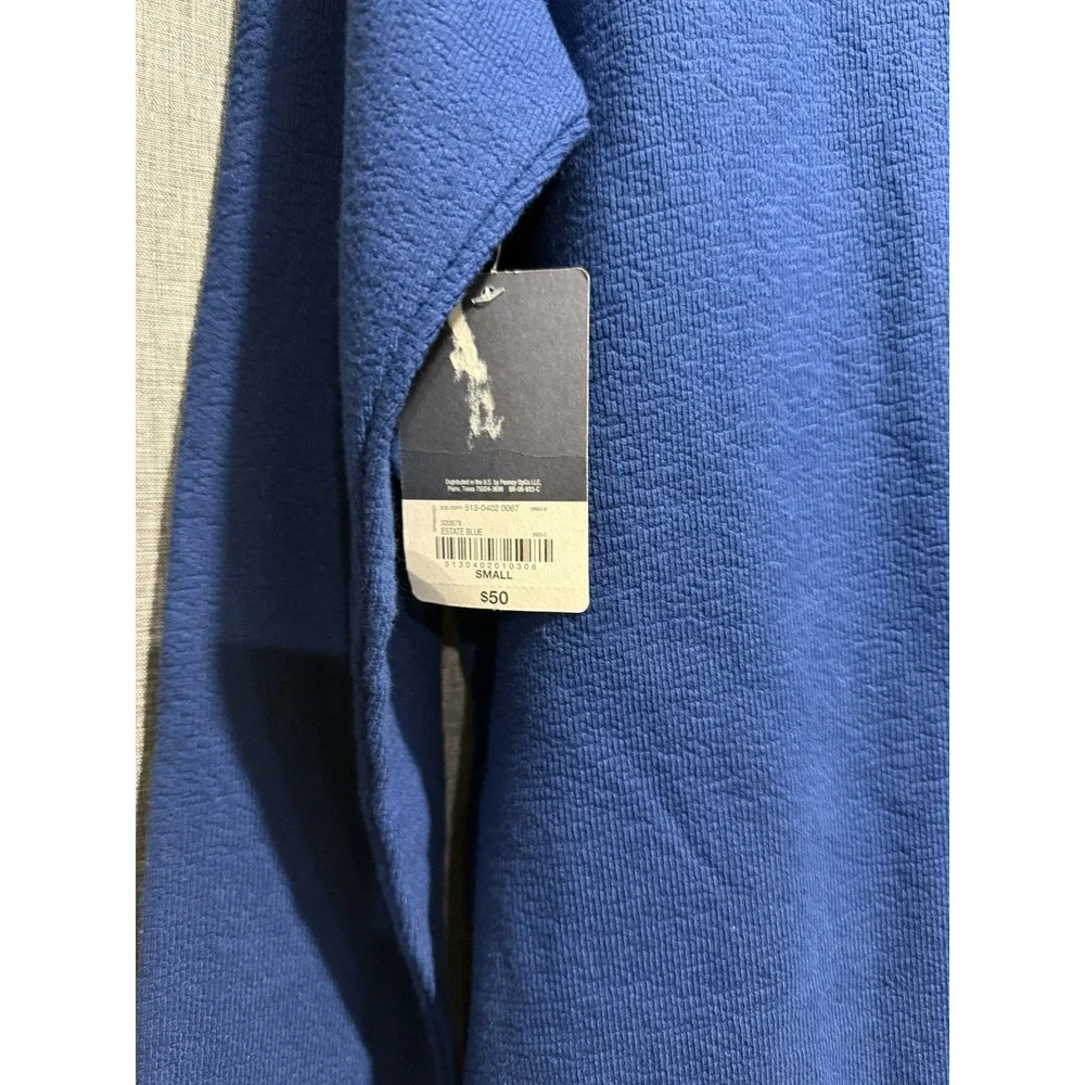 St. John's Bay Men's Small 1/4 Zip Blue‎ Pullover Long Sleeve Ribbed Sweater NWT